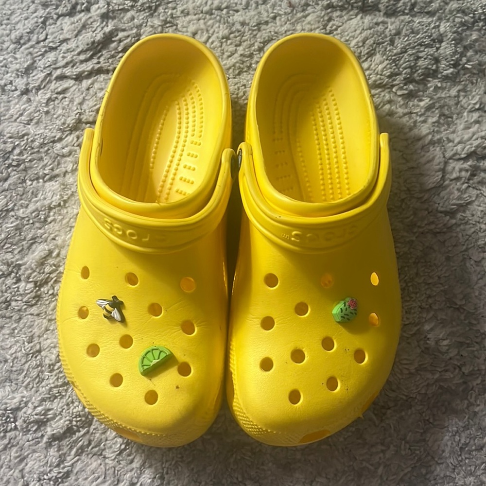Yellow Classic Women’s Crocs with Jibbitz